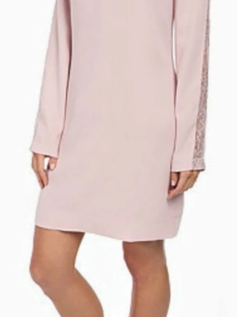 BCBGMAXAZRIA Payten Long-Sleeve Lace-Insert Shift Dress Payten Pink Lace-Insert